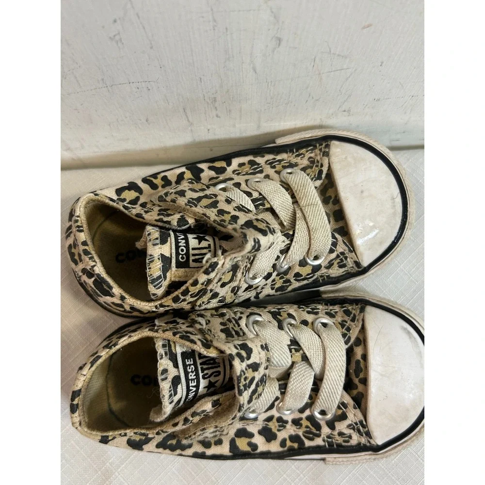 Converse Chuck Taylor All Star Size 4 Infant Tan Leopard Print Sneakers Kids